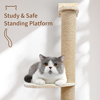 Umweltfreundlicher Holz-Katzen-Aktivitätsbaum mit Kratzpfosten, Wandmontierter Kiefernholz-Hängematte und Kratzspielzeug für Katzen