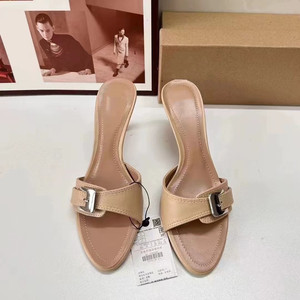 New Arrival Apricot Women's High Heeled <b>Sandals</b> with Buckle Decoration, Office Versatile Sexy Ladies Stiletto Heel Mules - Product Image 3