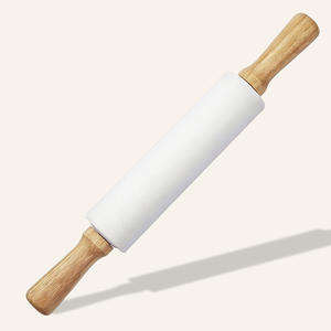Rouleaux à pâtisserie en silicone écologiques avec manche en bois, surface antiadhésive, compatibles lave-vaisselle, pour la pâtisserie, le fondant, la pâte à <span class=keywords><strong>modeler</strong></span>, la <span class=keywords><strong>pizza</strong></span> - Product Image 1
