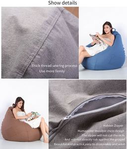 Wholesaler Beanbag Cover Beanbag Chair Bean Soft With Linen Fabric Bean Bag Cover Chair for Adult and Kids - Product Image 4