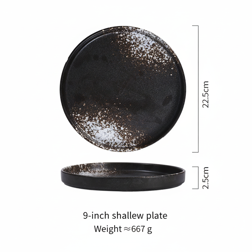 Black 9-inch flat bottom plate daylight