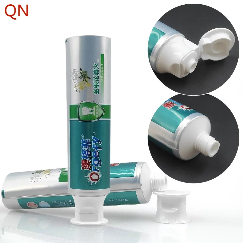 Custom make 10g-200g tubo di dentifricio in plastica laminato alluminio ABL vuoto con tappo a scatto