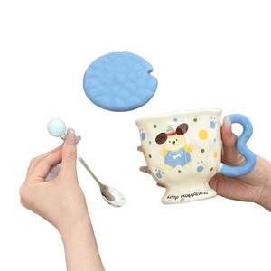 แก้วเซรามิคลายกระต่ายน่ารักพร้อมฝาและช้อน สำหรับเป็นของขวัญวันเกิดสำหรับเด็กผู้หญิง - Product Image 3