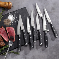 Manche ABS personnalisable 8 en 1 passe au lave-vaisselle ensemble de couteaux à steak noir pour barbecue
