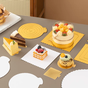 Mini planches à gâteaux dorées rondes carrées Base de Cupcake assiettes en papier cercle planche à Dessert pour gâteau bricolage cuisson fête mariage anniversaire - Product Image 2