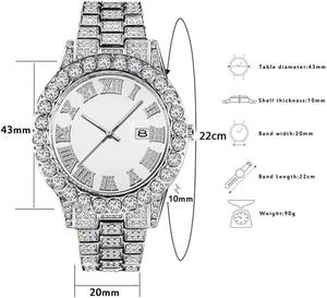 Reloj de pulsera analógico de cuarzo para hombre con diamantes de imitación y cristales, estilo Iced-Out - Product Image 4