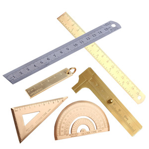 Regla de Latón Puro, Mini Herramienta EDC Portátil, Regla Marcadora de Libros Retro de 15 cm, Juego de Herramientas Geométricas - Product Image 5