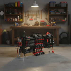 Organisateur d'outils électriques 5,58 pieds, 8 supports pour perceuses, 8 prises, station de charge, support de rangement pour batteries, pour garage - Product Image 2