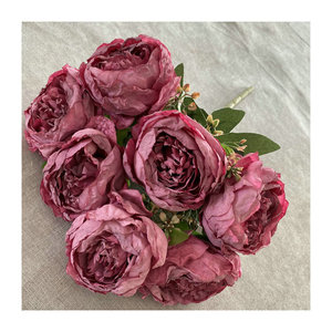 Fleur artificielle pivoine en tissu brossé Suzume II à 7 têtes, 42 cm, style nordique, décoration intérieure, bouquet de mariage - Product Image 5