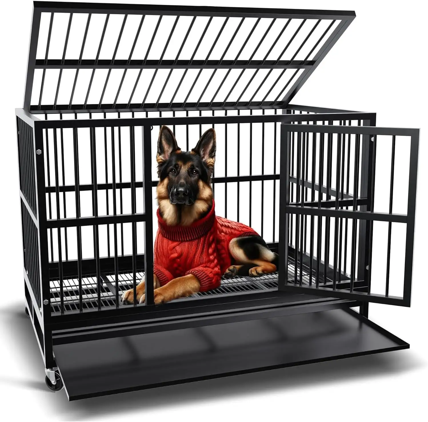 Vendita calda 6 tubo quadrato durevole portatile mentale Pet recinzione gabbia per cani casa gabbie per animali domestici