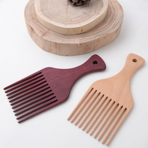 Barbiere parrucchiere hair styling grande pettine afro in legno pick up salon afro fork Oil head comb - Product Image 2