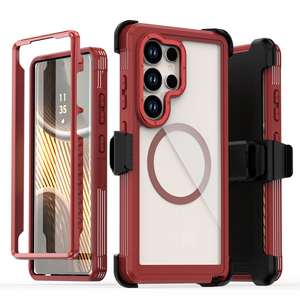 Étui de téléphone antichoc 360 degrés avec clip <span class=keywords><strong>ceinture</strong></span> noir pour <span class=keywords><strong>Samsung</strong></span> S25 ULTRA Étui de téléphone transparent antichoc pour <span class=keywords><strong>Samsung</strong></span> S26 - Product Image 1