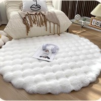 Tapis moderne 3D à bulles, doux, adapté aux animaux domestiques, antidérapant, résistant aux taches, réversible, tapis en fausse fourrure de lapin pour la maison