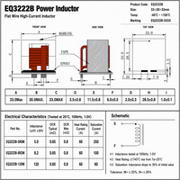 Inducteur de puissance à fil plat EQ3222B à courant élevé 5-120uH 0.65mΩ DCR ultra-bas 250A à saturation en ferrite Mn-Zn pour applications solaires, véhicules électriques, onduleurs (UPS) et OEM