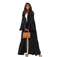 Robe longue brodée unie à manches cloche pour femme musulmane Lignes, style Dubaï