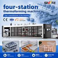 Machine de thermoformage plastique entièrement automatique à 4 stations, haute vitesse, pour la fabrication de boîtes à myrtilles, formage, découpe, empilage