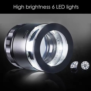 Lupa de aumento 10X con luz, escala de medición cilíndrica totalmente metálica, recargable por USB, 6 luces LED con bolsa de tela - Product Image 6