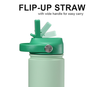 Custom Bpa Free 500 Ml 18 Oz Color-Blocking Stainless Steel Vacuum Wide Mouth <strong>Water</strong> <strong>Bottle</strong> With Leakproof Lid and Flip-Up Straw - Product Image 6