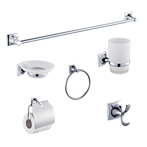 Ensemble d'accessoires de salle de bain en acier inoxydable Saint Ruijia, 6 pièces, porte-serviettes, porte-papier toilette, anneau, crochet, finition chromée - Product Image 3