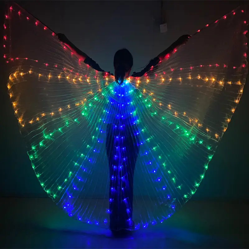 Belly Dance LED Lights Wings Oriental Dance Egypt India Performance Practice Wings Telescopic Sticks