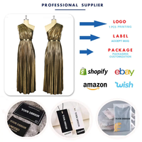 Robe longue élégante pour femme AM220536, dos nu, taille haute, plissée, coupe trapèze, robe de soirée formelle, robe de bal, avec fermeture éclair latérale