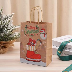 Folding <b>Christmas</b> Kraft Paper <b>Bag</b> with Handle Custom Print Merry <b>Christmas</b> <b>Gift</b> - Product Image 3