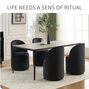 Sillas de Comedor Giratorias Tosee Modernas en Terciopelo Gris Oscuro, Respaldo Acolchado 360°, Silla Lateral Cómoda con Patas de Metal, 1 Año de Garantía - Product Image 3