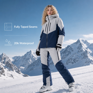 Factory Price Custom Ski Suit <b>Waterproof</b> 20k Fully <b>Taped</b> <b>Seams</b> Unisex Professional Color Block Snowboard Jacket Winter Wear - Product Image 1