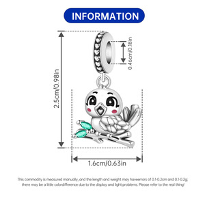 In-stock white copper bird pendant, <b>cute</b>, unique, fashionable, versatile DIY <b>bracelet</b>, jewelry, accessory for women - Product Image 3