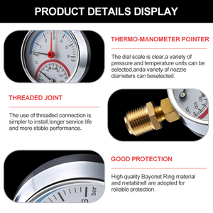 High Quality Low <strong>Price</strong> Bourdon Tube <strong>Thermo</strong>-Manometer Pressure Temperature Gauge with Brass Connector Factory Direct Delivery - Product Image 3