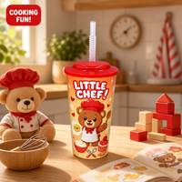 Gobelet réutilisable pour enfants avec logo personnalisé, en PP, 470 ml, écologique, sans BPA, avec couvercle et paille, pour le camping en plein air