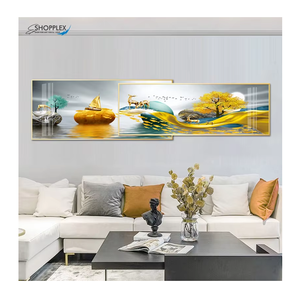 Maison hôtel bureau décoration murale cristal porcelaine poisson avec cadre en alliage d'aluminium peinture sur verre avec crist - Product Image 1