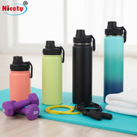 Bouteille d'eau isotherme écologique de 12 oz en acier inoxydable 304, gobelet de sport avec couvercles interchangeables pour enfants et adultes