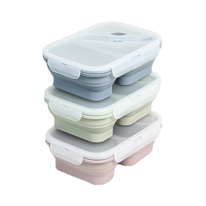 350ML Square Silicone Microwavable Collapsible <b>Lunch</b> <b>Box</b> with Freshness Preservation & Portable Design for Food Storage - Product Image 3