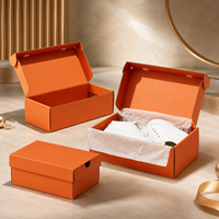 Boîte à chaussures en carton ondulé pliable avec logo personnalisé imprimé en couleur, pour le rangement des chaussures, les cadeaux et l'emballage d'expédition