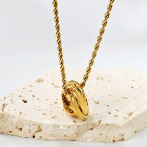 Collar de cadena de cuerda trenzada chapado en oro de 18k de acero inoxidable, impermeable, único y grueso, para mujer, al por mayor - Product Image 6