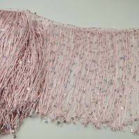 Frange à sequins épais et brillants dorés, doublée de nylon, 20 cm, pour accessoires vestimentaires de danse latine