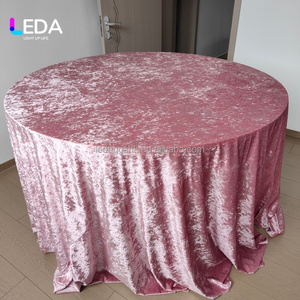 LEDA Hot Selling Wedding <b>Table</b> Decoration Diamond Velvet <b>Table</b> <b>Cloth</b> Fabric Cover for Wedding Party Banquet Decor - Product Image 2