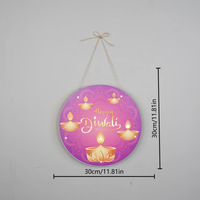 Décoration murale en bois pour Diwali, plaque de porte festive de style Wandeng, ronde, pour usage intérieur
