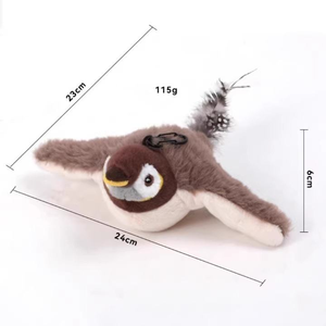 Juguete de gato con forma de pájaro de peluche realista con chirrido y tweet desmontable <span class=keywords><strong>Catnip</strong></span> Touch activado reemplazo interactivo juguete de movimiento para mascotas - Product Image 2