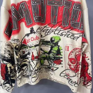 Mixed Emotion Top Quality Heavyweight 100% Cotton Street Long Sleeved High Street Casual Washed Retro Sweatshirt <b>Hoodies</b> for <b>Men</b> - Product Image 6