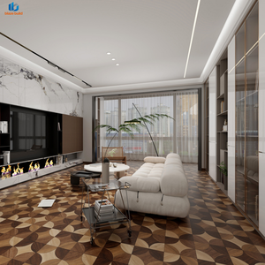 Carrelage en porcelaine mate 800x800 de l'usine de Foshan, motif géométrique en <span class=keywords><strong>parquet</strong></span> de bois pour salon, style Wabi-Sabi - Product Image 3