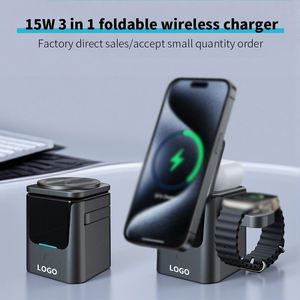 Taşınabilir masa cep telefonu saat kulakiçi şarj standı 15W hızlı şarj katlanabilir manyetik 3 in 1 kablosuz şarj - Product Image 2