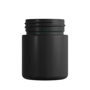 3 Oz Glass Child Resistant Medicine <b>Jar</b> with Matte Black Plastic Lid Customizable Color & Printing - Product Image 2
