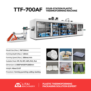 Máquina Automática para Fabricar Cajas <span class=keywords><strong>Bento</strong></span> Compostables, Contenedores para Ensaladas, Bandejas para Sushi, con Bomba de <span class=keywords><strong>Motor</strong></span>, Materiales PET/PVC/PP/PS/HIPS - Product Image 2