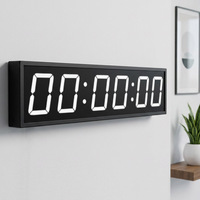 LED Digitale Wanduhr Großes Weißes LED-Display 4 Zoll Multifunktions-Timer 5 Helligkeitsstufen Fernbedienung Heim- und Bürodekoration