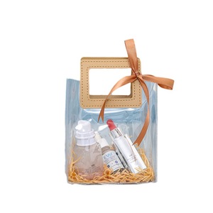 Bolsas pequeñas de plástico, bolsa de <span class=keywords><strong>PVC</strong></span> transparente con decoración de lazo, bolsa de regalo para regalos de promoción cosmética - Product Image 3