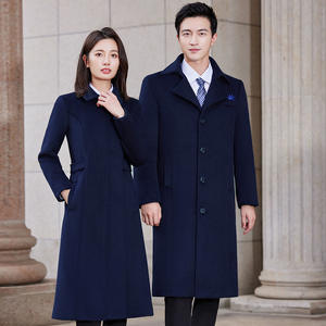 高品質ブラックコートプロフェッショナルウィンドブレーカーセット秋冬銀行営業部ホテル管理オーバーコートユニセックスキープ - Product Image 2