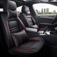Housses de siège de voiture en cuir, housse de coussin de véhicule automobile en similicuir pour 5 voitures de tourisme et SUV Universal Fit Set for Auto