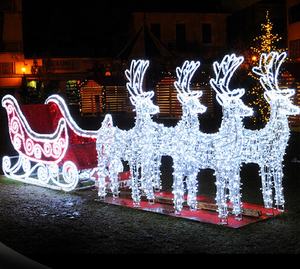 Luces LED con motivo de Reno 3D para Navidad, iluminación de trineo para centro comercial, decoración de carro de calabaza de ciervo - Product Image 2